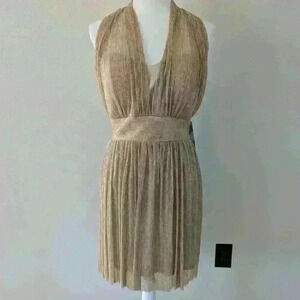 NWT Alexia Admor Gold Metallic Halter Mini Dress
